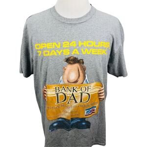 Vintage Dad Joke T-Shirt Mens‎ XL Open 24 Hours Bank Of Dad Near Gray Delta